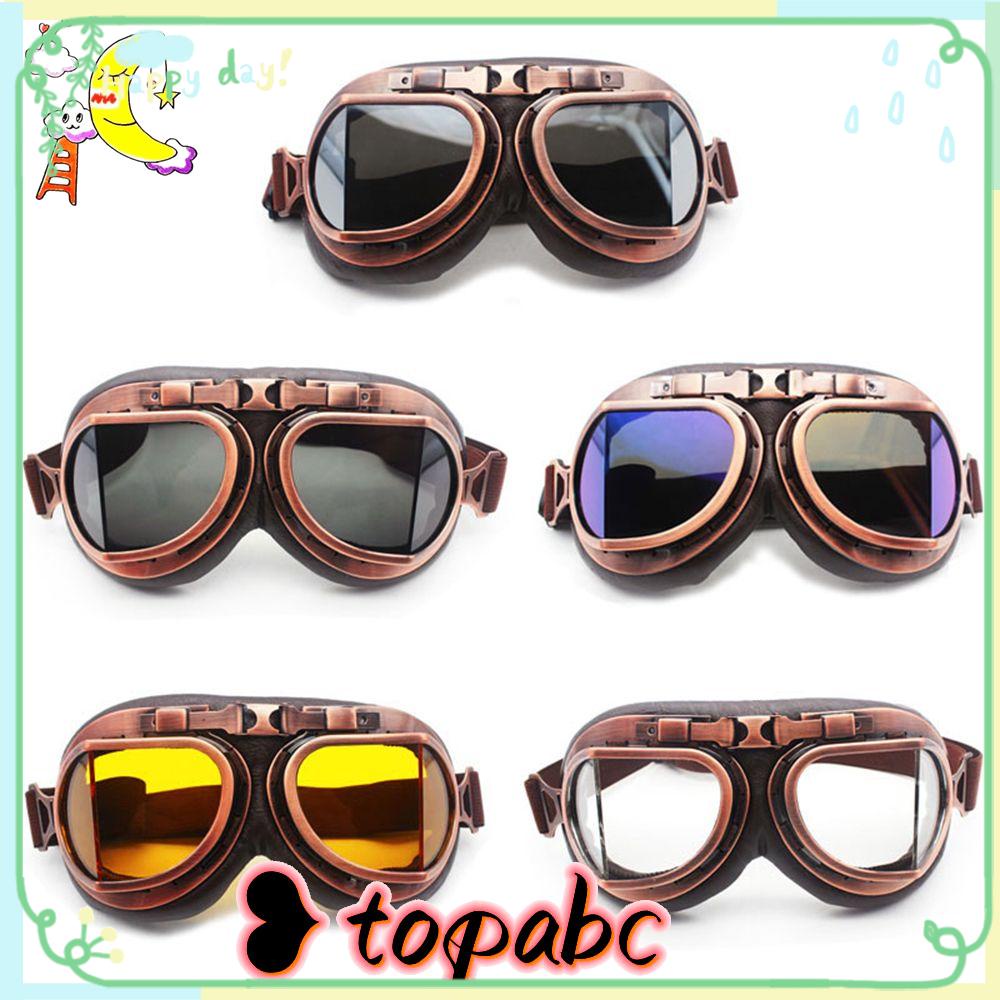 TOP Eye Protection Pilot Vintage Motorcycle Glasses Retro Goggles Dustproof Protective Gears Lens Frame Snowboard Sunglasses Cruiser Scooter/Multicolor