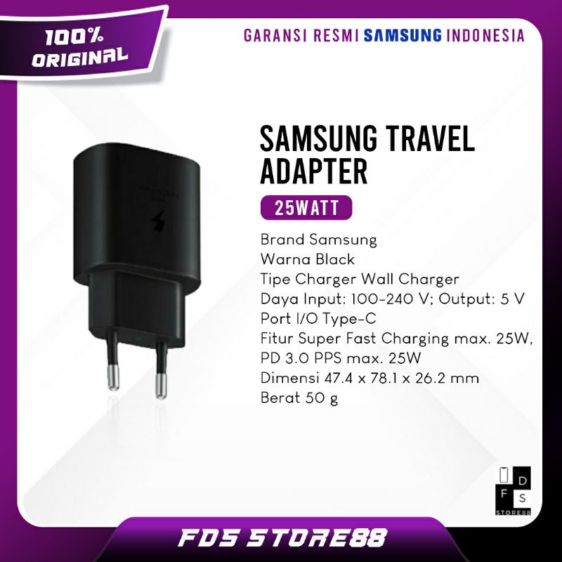 Samsung Travel Adaptor 15 Watt 25 Watt 35 Watt 45 Watt 65 Watt Kepala Charger Original Samsung
