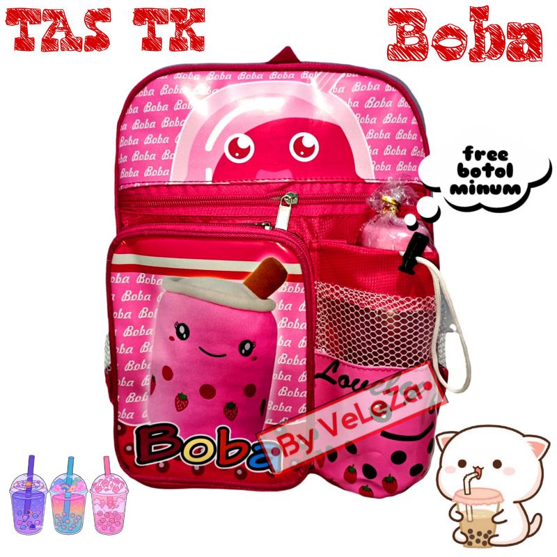 Tas Boba tas ransel anak  karakter boba 3in1 - tas + waistbag + topi gratis botol minum - tas anak