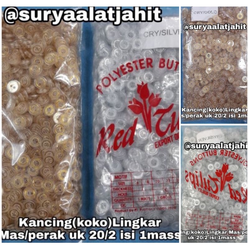 Kancing F-64 20/2 Lingkar Mas/perak full@1mass =rp97.000/1mass