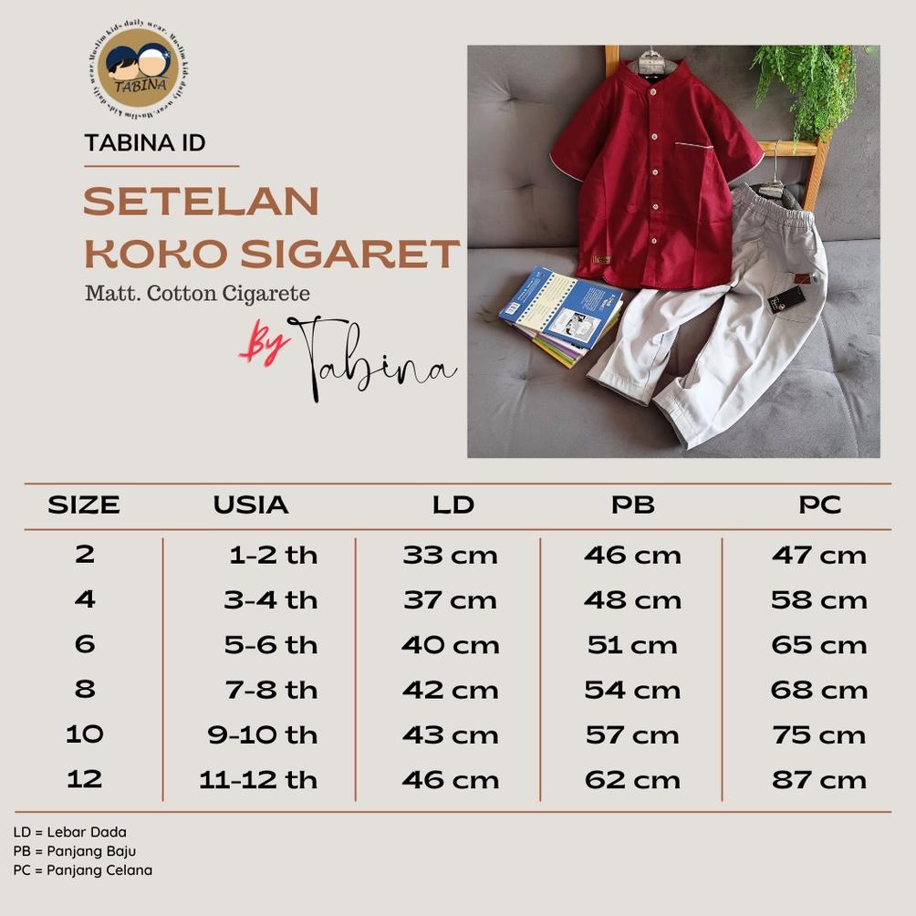 Setelan Koko Anak Kemko Tabina Cigaret Setelan Koko Baju Koko Anak Koko Anak Baju Muslim Anak