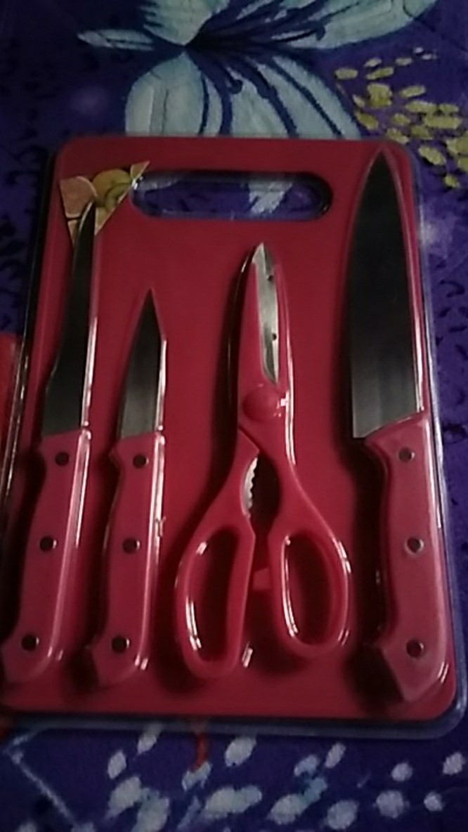 Set Pisau Dapur Plus Talenan/set Pisau Dapur 5 In 1