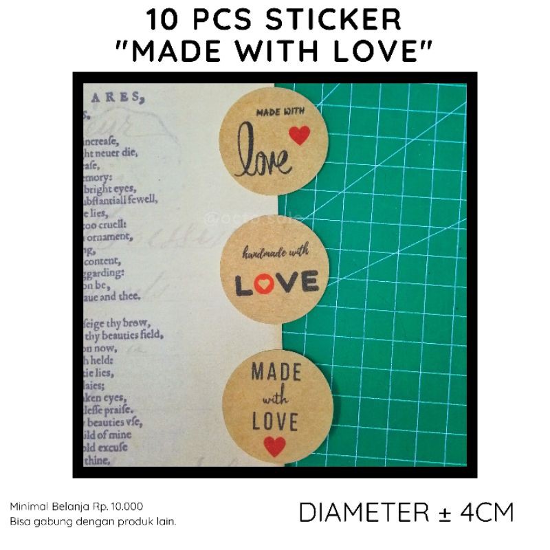 

Stiker Made With Love / 10 pcs Sticker Made With Love / Stiker Packing Stiker Handmade Stiker Kraft