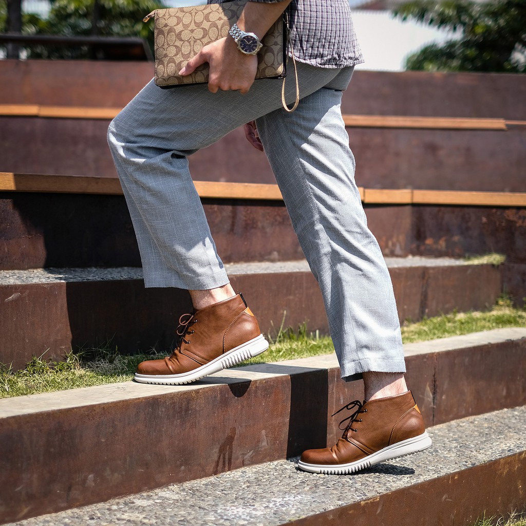 Sheen Plain Brown | Sepatu Chukka Boot Vintage Klasik Pria/Men Boots Footwear | FORIND x Giant Flames