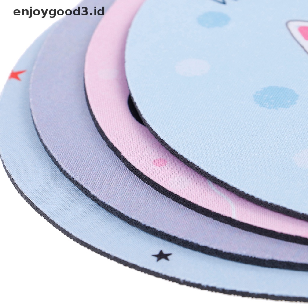 1pc Mouse Pad Bentuk Bulat Bahan Karet Untuk Meja Komputer