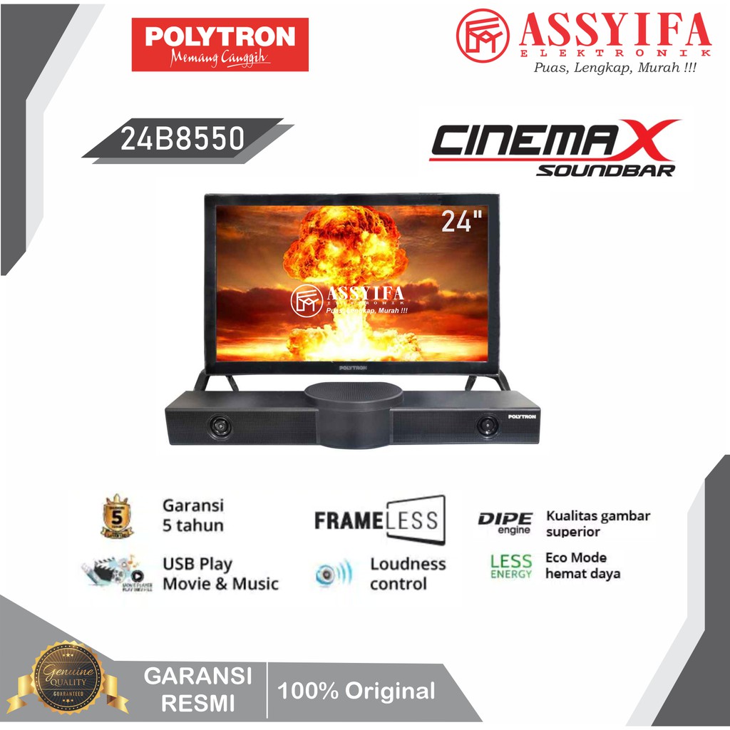 LED TV POLYTRON Soundbar Speaker 24 Inch  24B8550 Baru Garansi Resmi 100% Original Spesial Promo