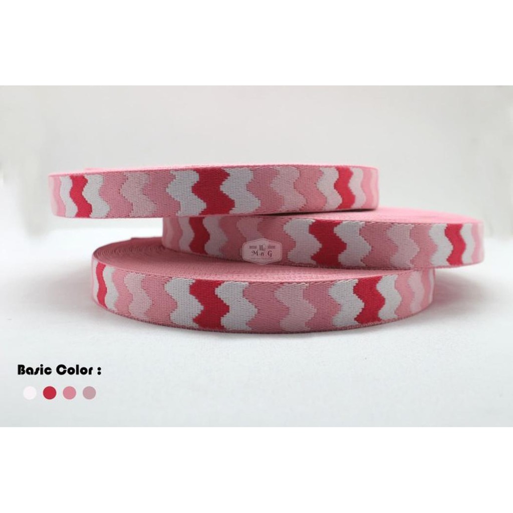 Jual Webbing Pollycotton 2.5cm Pink Motif Limited