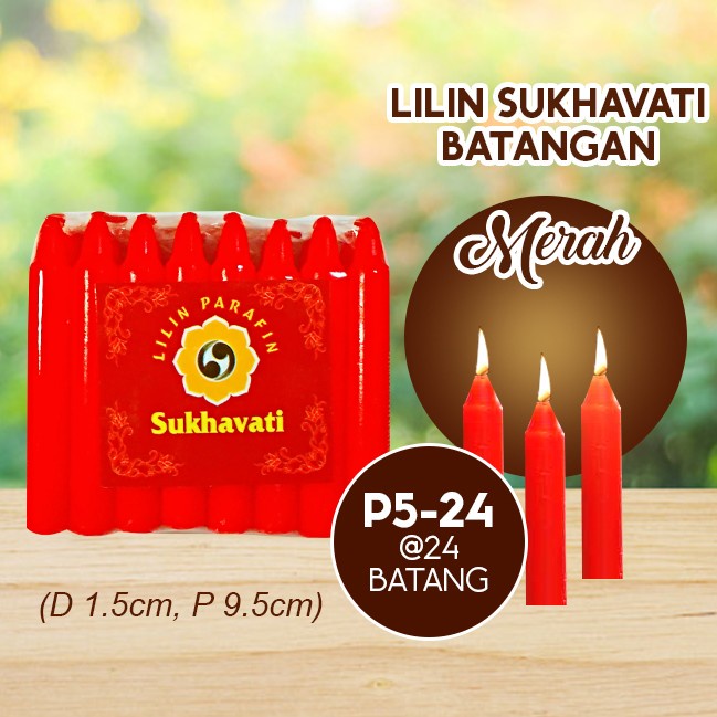 Lilin Batang Sembahyang Sukhavati P5-24 Merah