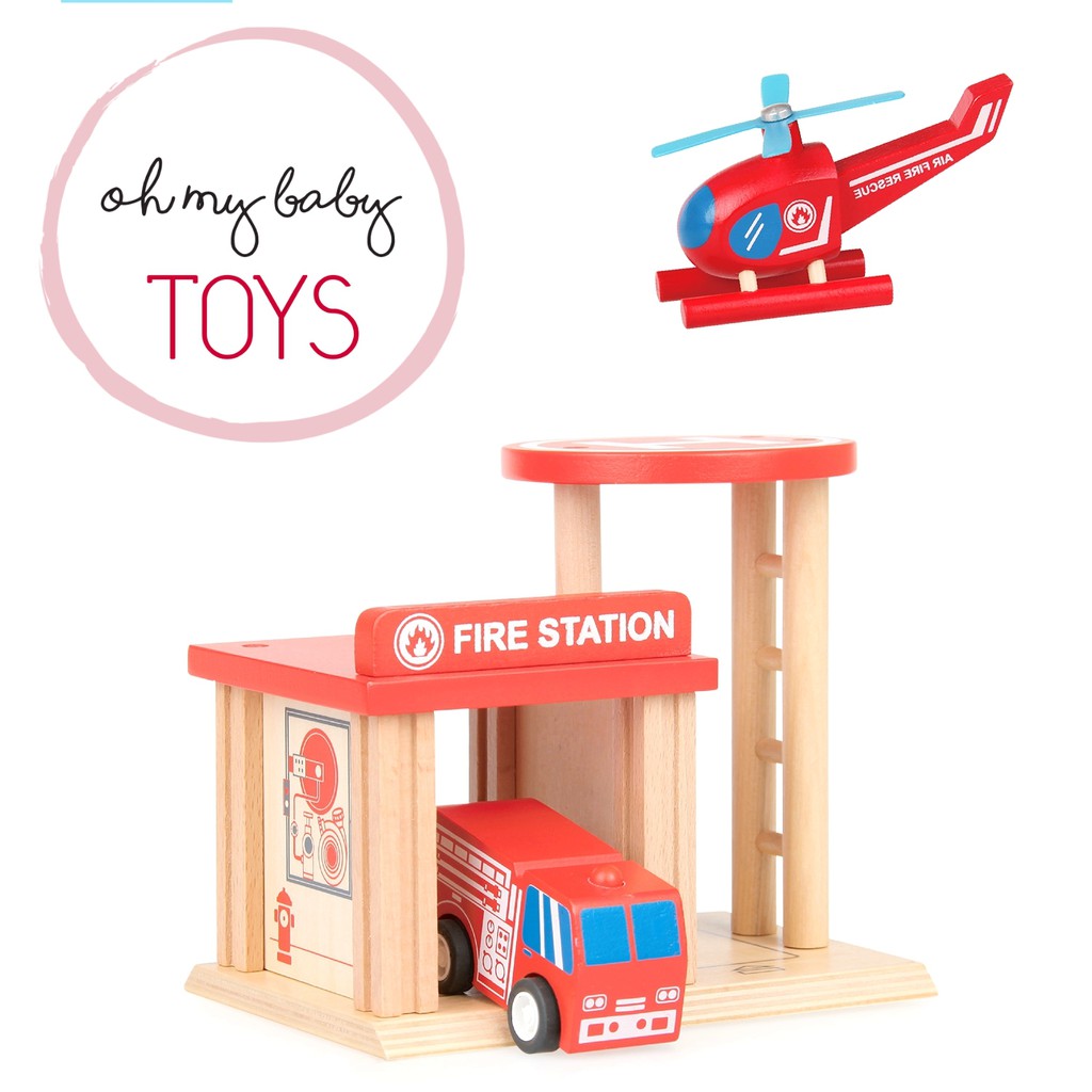 Jual Wooden Toys QPACK Fire Station 