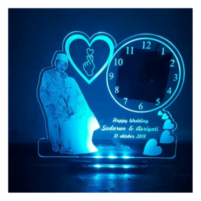 Lampu Plakat Ucapan Hadiah Anniversary Pernikahan Wedding Wisuda Custom Bahan Akrilik Bisa Menyala