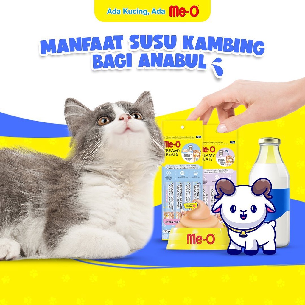 MEO CREAMY TREATS isi 4 Snack Kucing Meo Camilan Kucing Vitamin Kesehatan hewan