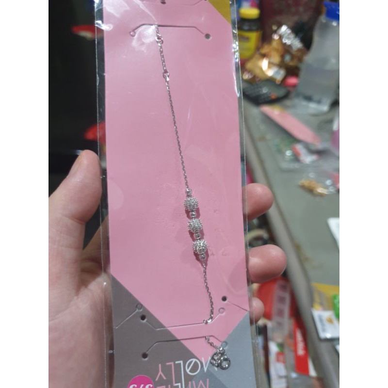 Gelang rantai dewasa anak emas putih asli white gold 375 14cm 17cm pentol millie molly