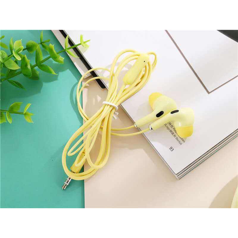 earphone M16 macaron stereo bass music telfon headset mic