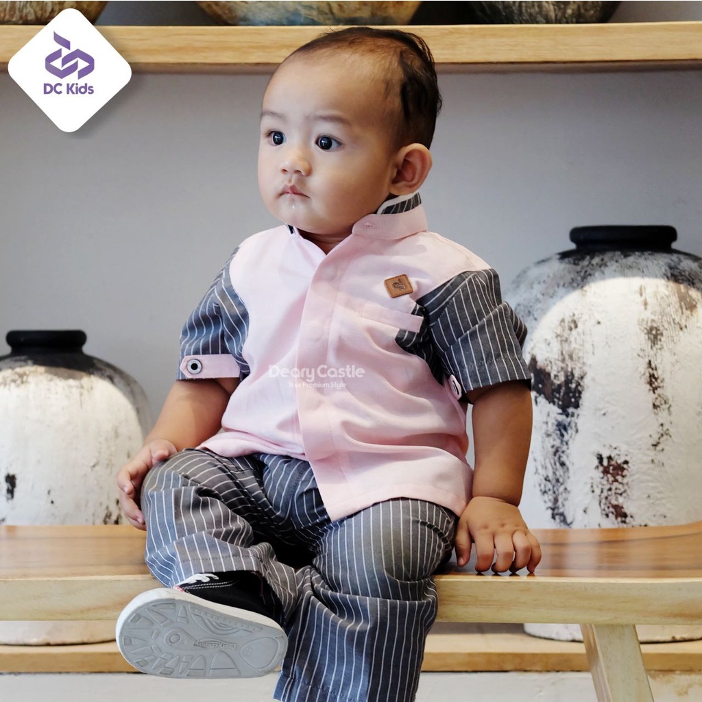 KOKO ANAK WARNA PINK MOTIF GARIS / KOKO GAZA BLACK PINK / KOKO ANAK PINK