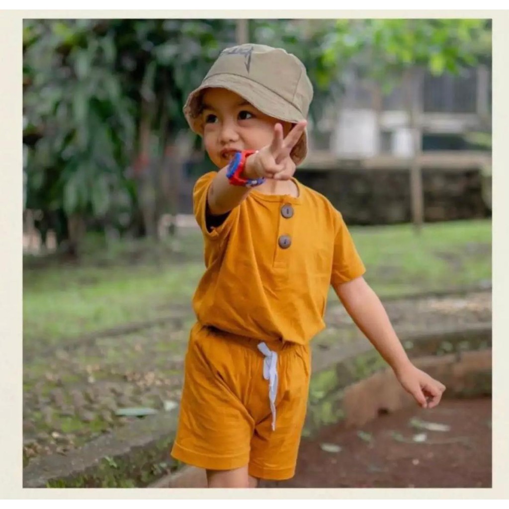 SETELAN ARSY SETELAN  SETELAN KANCING BAHAN BABY TERRY UNISEX 1-5 TAHUN