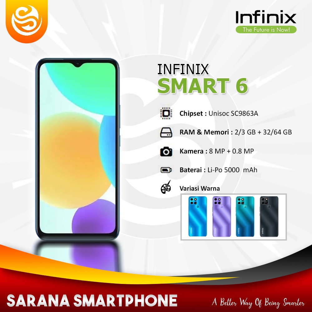 infinix smart 6  2 32 3 64  garansi resmi   bonus