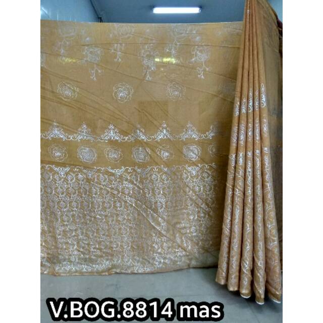 Kain vitrage meteran gordyn gorden hordeng curtain batik jodha bunga perak mawar BOG.14(bahan tipis)