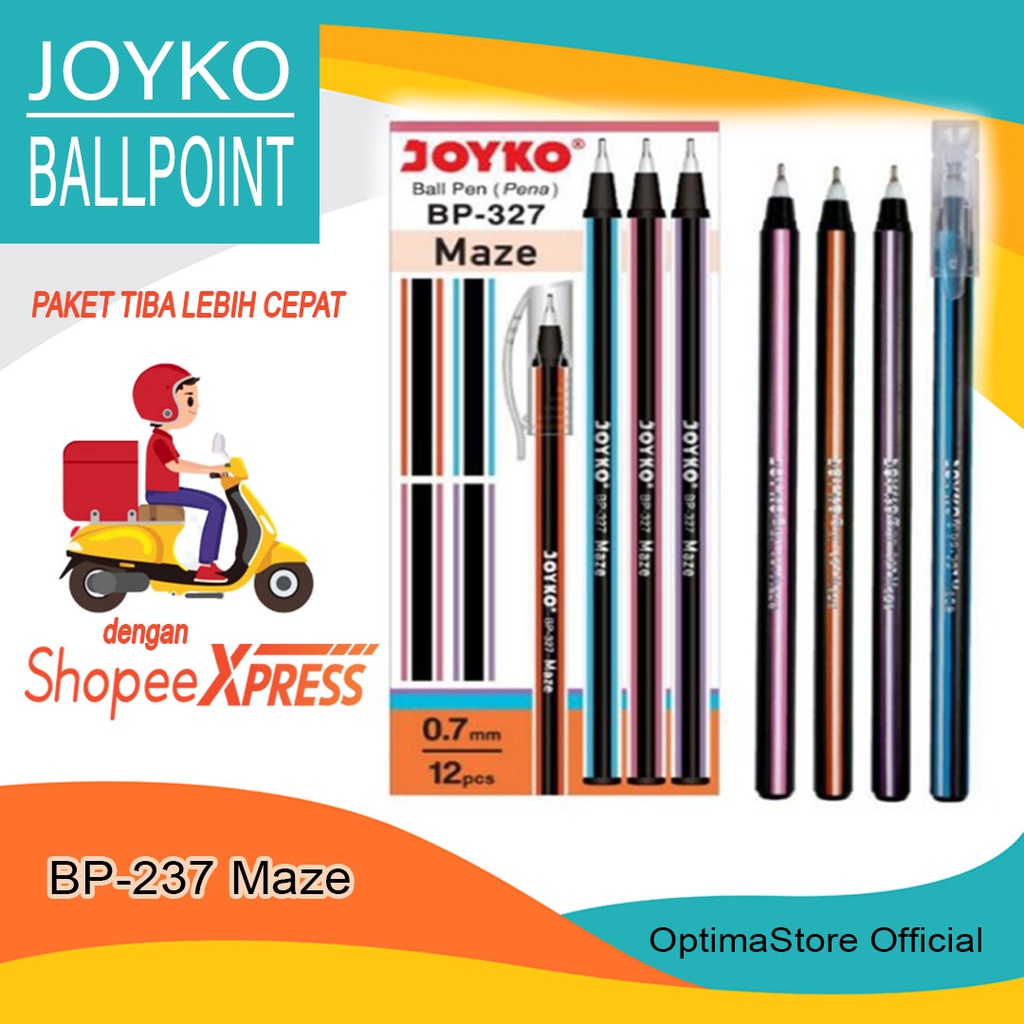

Ball Point Pulpen Pena Joyko BP-327 Maze Black 0.7 mm 1 Box 12 Pcs