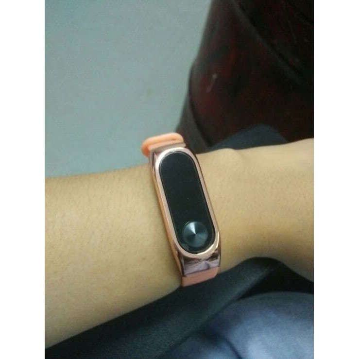 New Gelang Karet Silicon Xiaomi Mi Band 2 Carbon Metal Frame Rare Item - Hijau Muda Exclusive