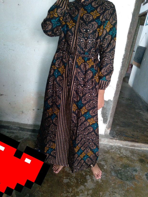 Gamis Cardy Batik Jumbo Ld 120 Standar Ld 106 - Gamis Cardi - Busui Bahan Katun Terlaris