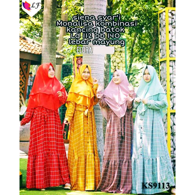 Siena Ariqo Fatina syari By LF gamis bahan Monalisa set khimar ld 110 PB 140 fit XL busui friendly