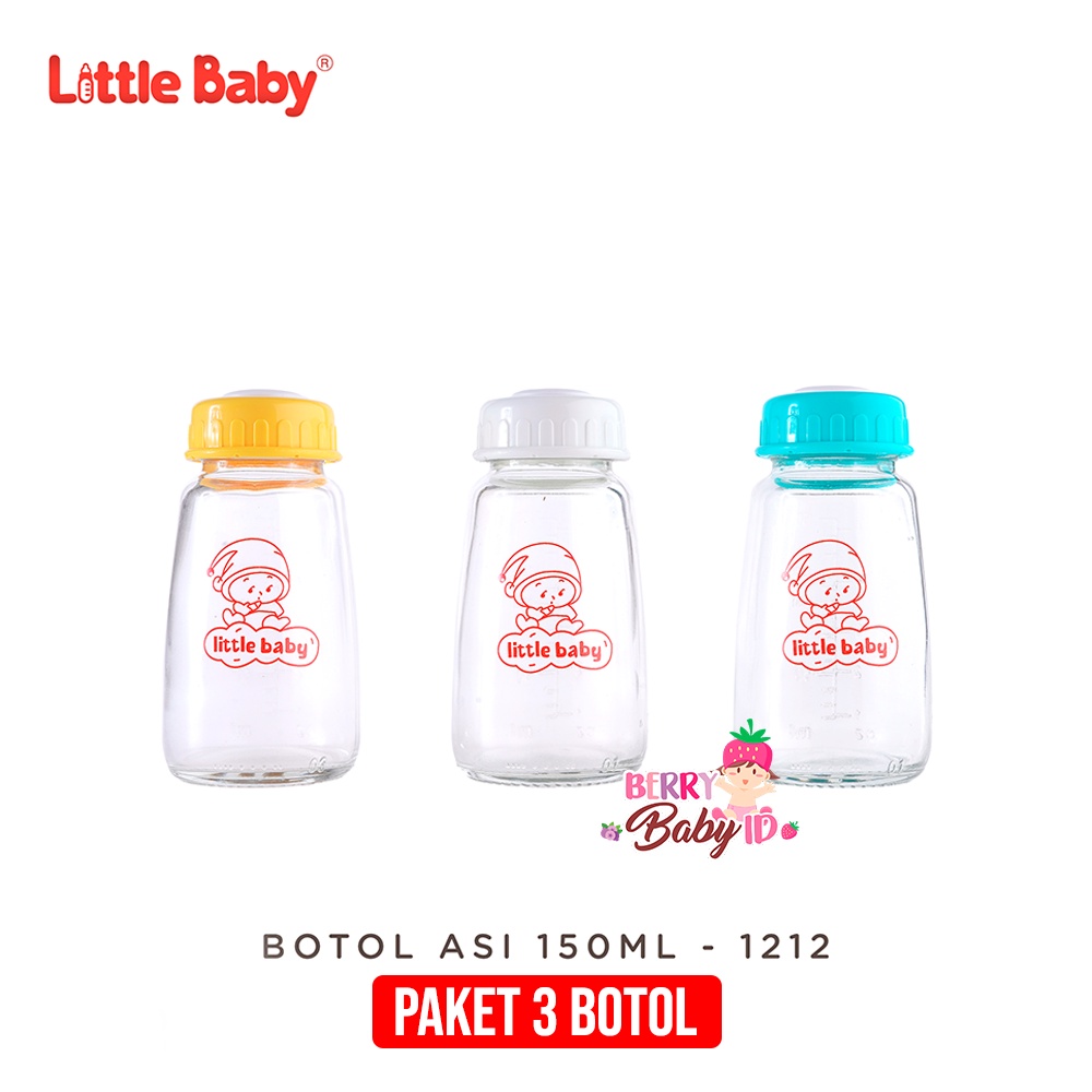 Little Baby Paket 3 Botol Kaca Asi 150ml Plastik #1212 Berry Mart