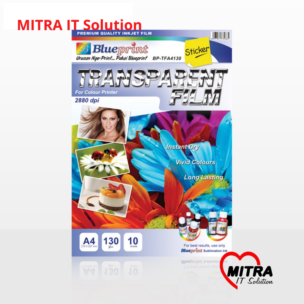 

KERTAS TRANSPARANT FILM STIKER / TRANSPARENT FILM STICKER BLUEPRINT A4 BPTF-A4S130