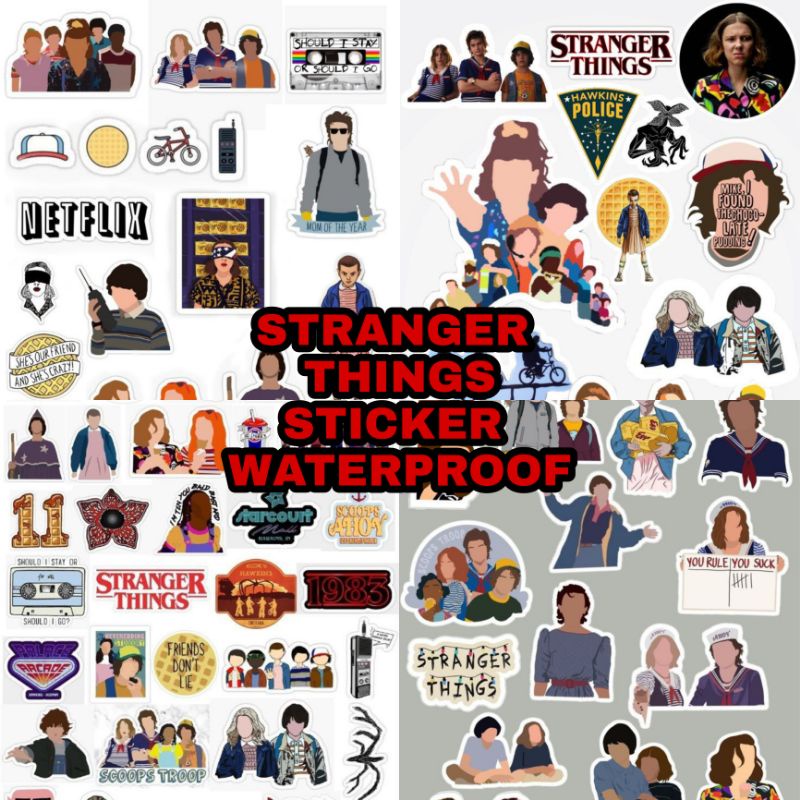 

ISI 50 BUAH 4 LEMBAR STIKER STRANGER THINGS WATERPROOF ANTI AIR