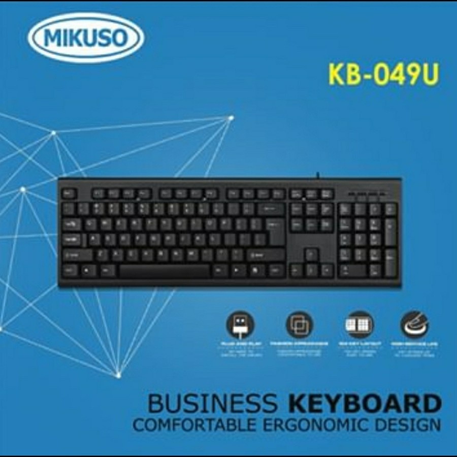 Keyboard PC Mikuso KB-049U Kabel USB Plug n Play Keyboard Komputer