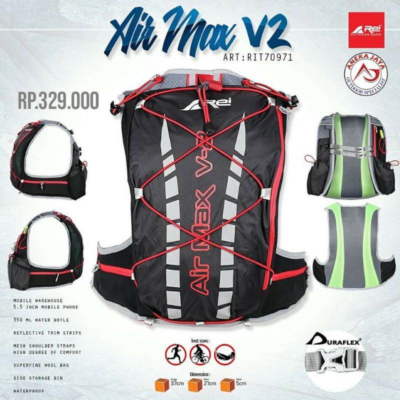 Rompi arei air max v2 , tas running , tas summit , tas sepedah , tas hiking , vest running