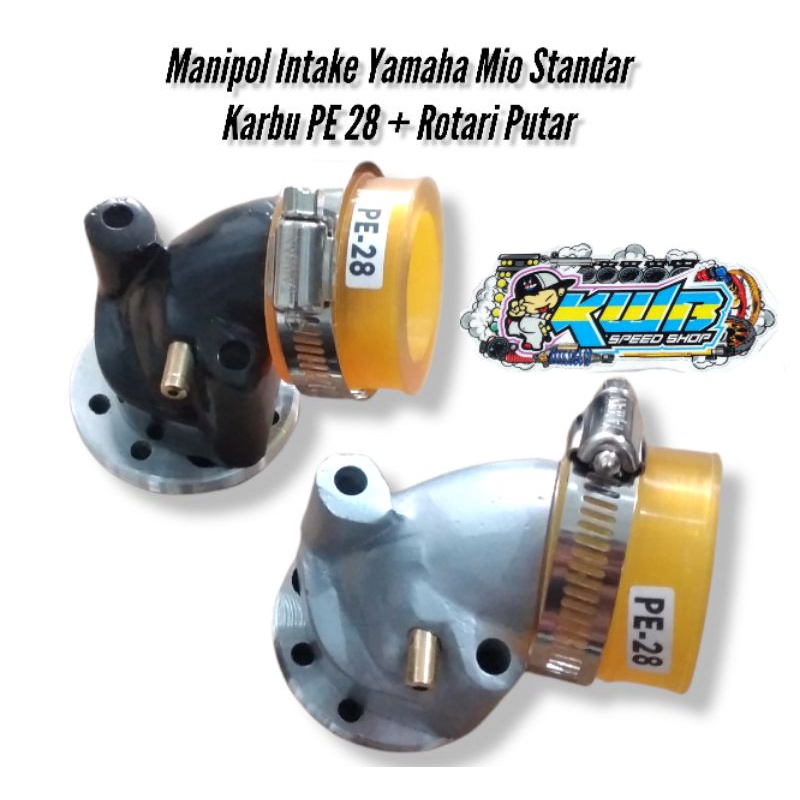 Manipol intake standar yamaha mio karbu PE 28 MANIPOL INTAKE SET ROTARI PUTAR KARET TEFLON KARBU PE 28 YAMAHA MIO SMILE/SPORTY/SOUL HITAM SILVER