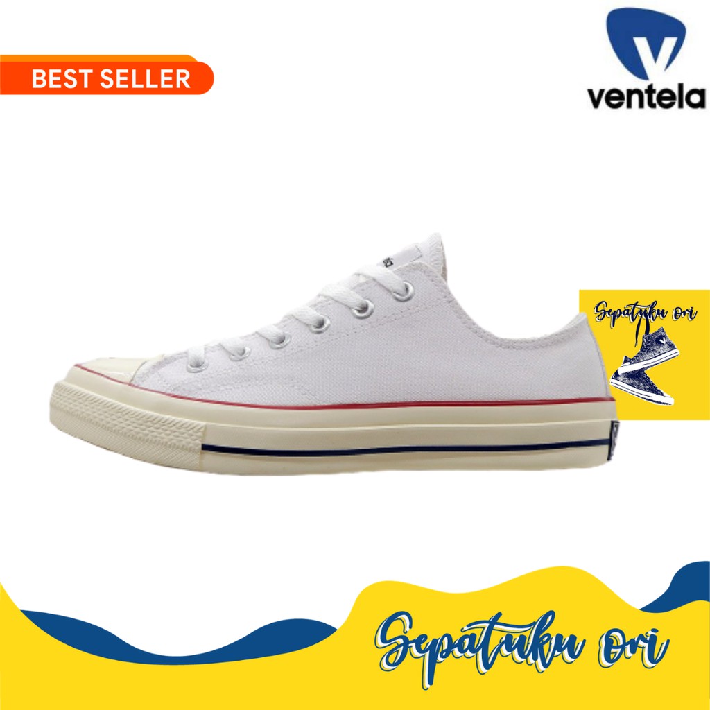 Sepatu Ventela BTS 70s Low White ( Putih )  Natural | Sneakers Wanita Ventella 70s Original