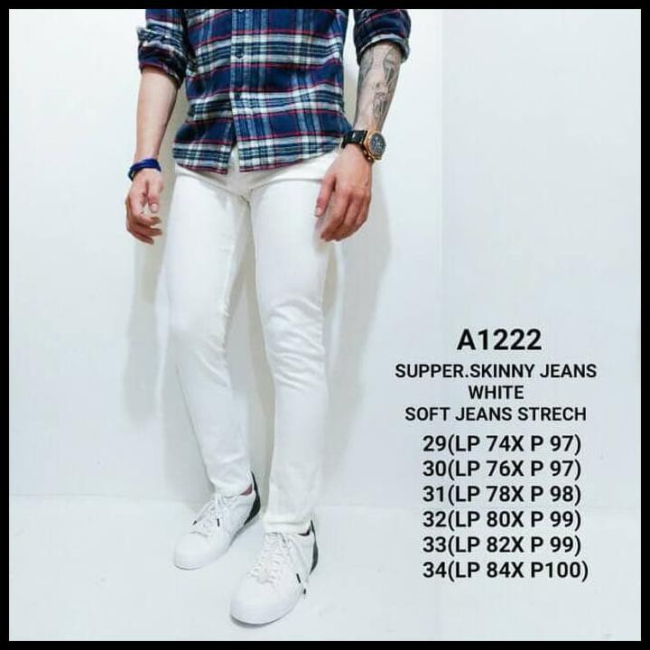 H8Ef Celana Jeans Pria /Celana Jeans Putih/Skinny Jeans Pria G1L8