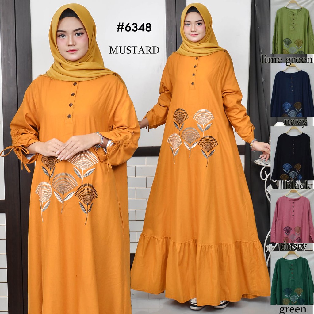 GAMIS JUMBO.GAMIS MURAH.GLD KPS. REAL PICT. GAMIS JUMBO BORDIR.LD 120 CM.BAHAN KATUN LINEN IMPORT