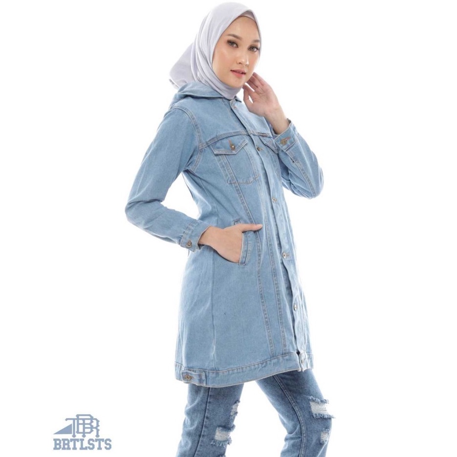 JAKET WANITA LONG JEANS HOODIE OVERSIZE ORIGINAL