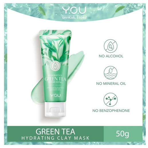 [GROSIR] YOU Daily Skin Good Porebiotics Greentea Hydrating Clay Mask 50gr