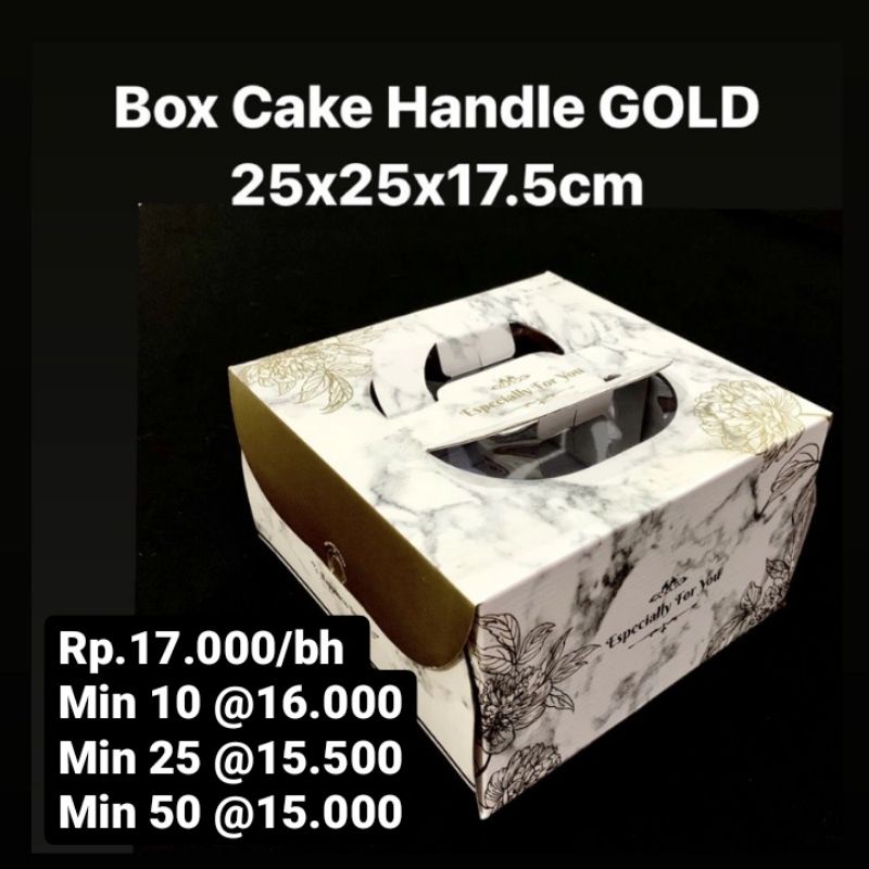 

Box Cake Handle GOLD 25x25x17.5cm