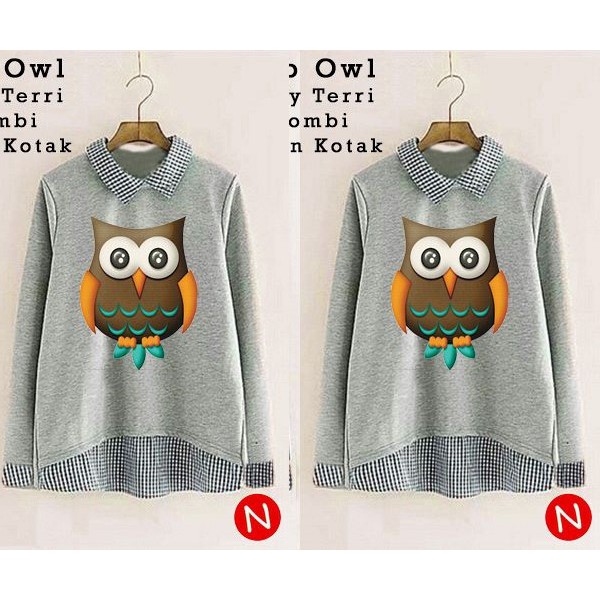 B0101 FF 01 50563-top owl (baby terri belle fashion lengan panjang salur terbaru murah kekinian