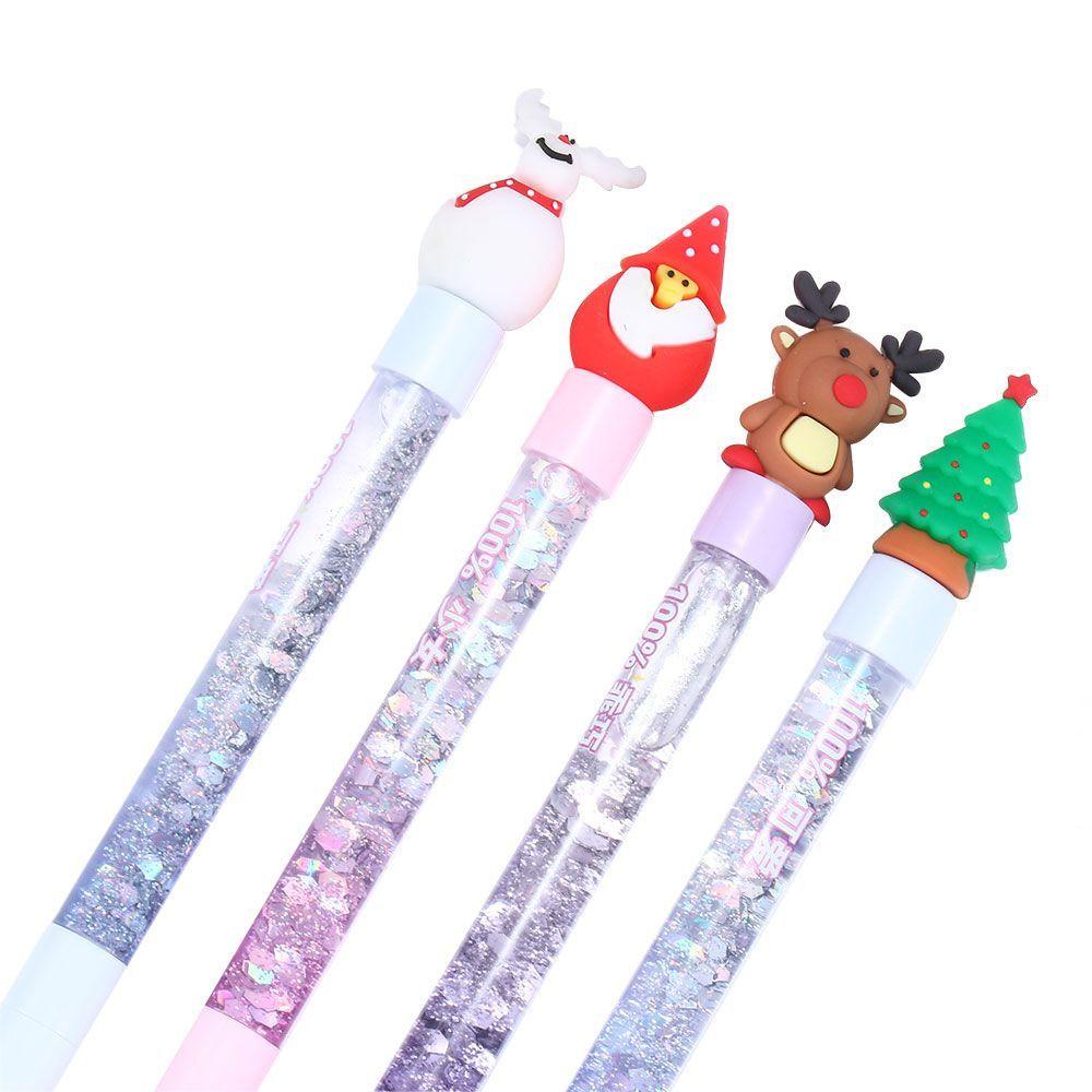 【 ELEGANT 】 Pena Pasir Hisap Natal Elk Santa Claus Kantor Perlengkapan Sekolah Snowman Stationery Xmas Tree Christmas Gel Pen