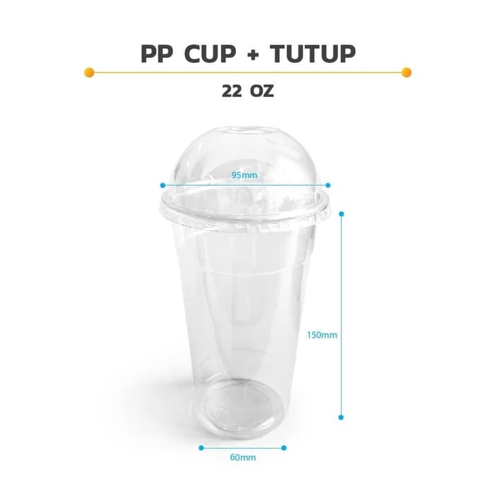 

PP Cup 22oz + TUTUP Isi 1000 pcs / Gelas Plastik Murah + Lid Dome