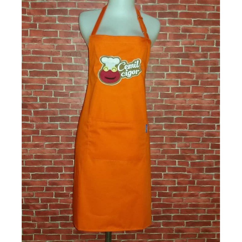 Celemek apron basic orange,celemek masak celemek dapur,celemek pria wanita,celemek waitres