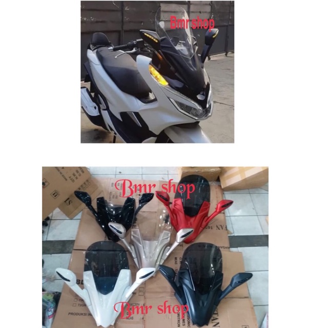Sepaket tameng windshield visor winsil dan spion lipat pcx 150 lokal