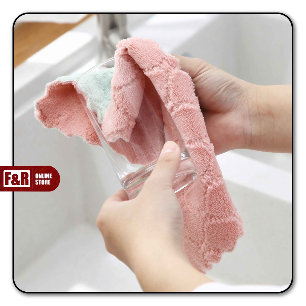 Kain Lap Microfiber Dapur Anti Minyak Lap Piring Kompor Serbet Dapur Serbaguna Lap Mikrofiber