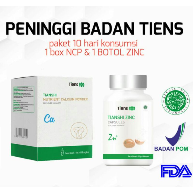 Paket Obat Peninggi Badan TIANSHI POWDER 1 botol NHCP dan 1 botol ZINC