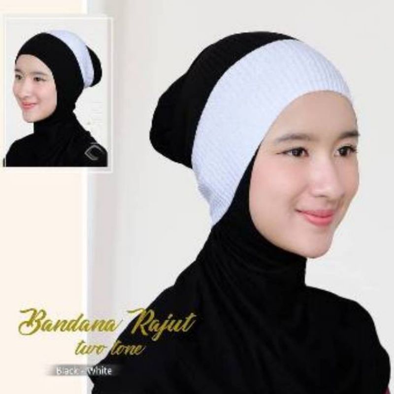 Bandana 2 warna/ Bandana Two tune/ Inner Rajut/ Bandana ciput rajut/Rajut murah