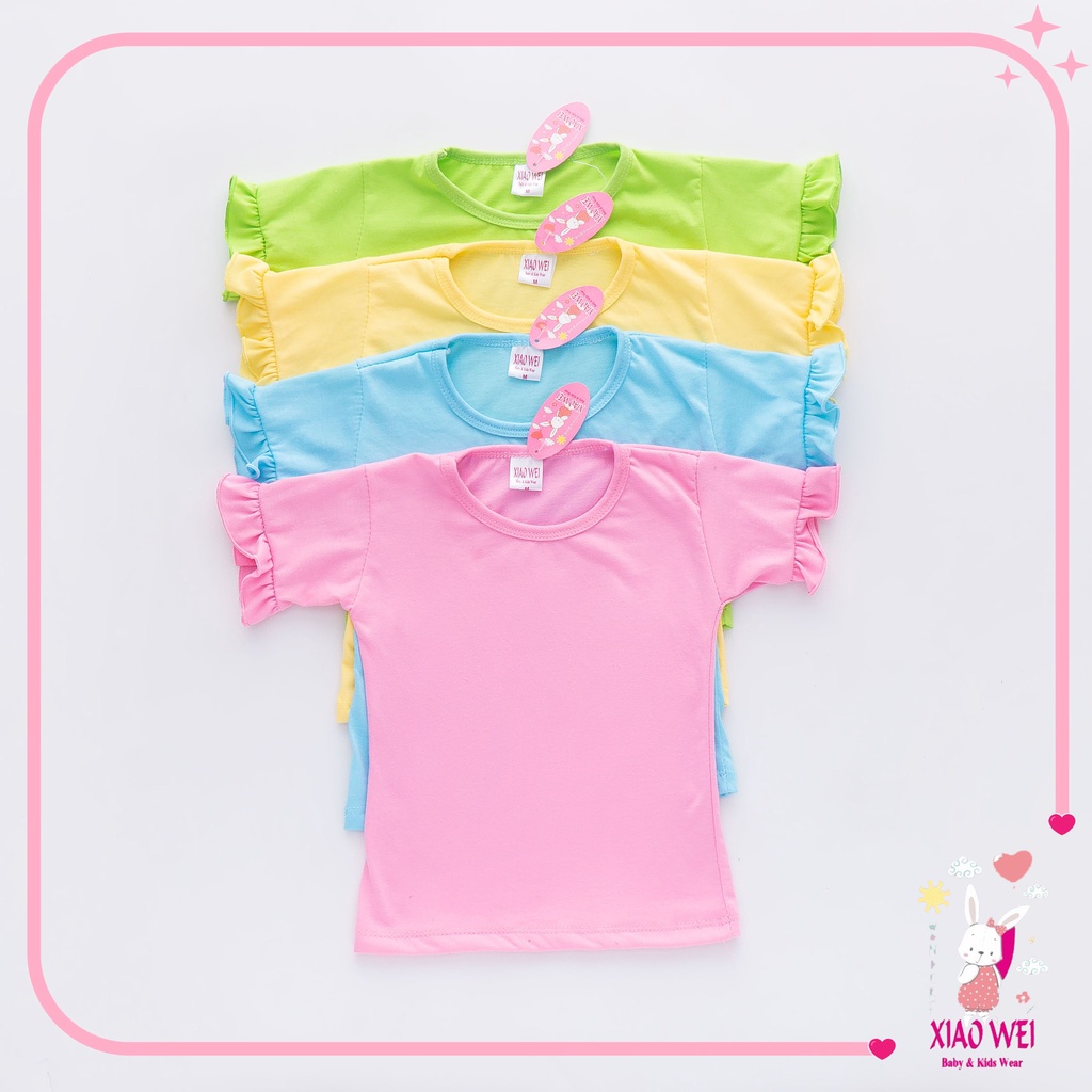 Baju Kaos Ruffle Anak Perempuan/ Baju anak perempuan/ Baju bayi Perempuan/ Baju anak anak / Atasan Anak Perempuan / Kaos Anak perempuan 0 - 4 Tahun