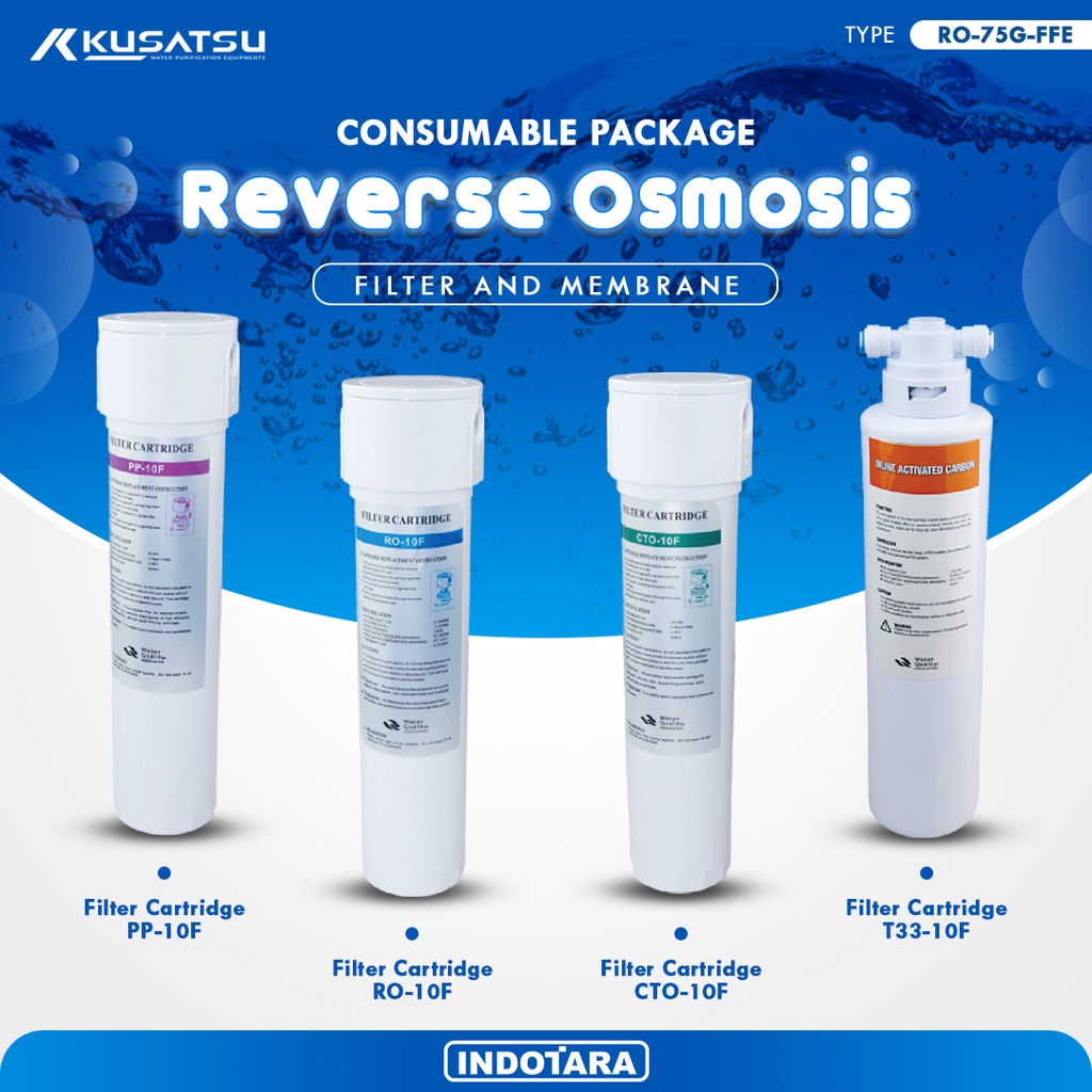 Paket Filter Cartridge Reverse Osmosis Kusatsu - RO 75G FFE