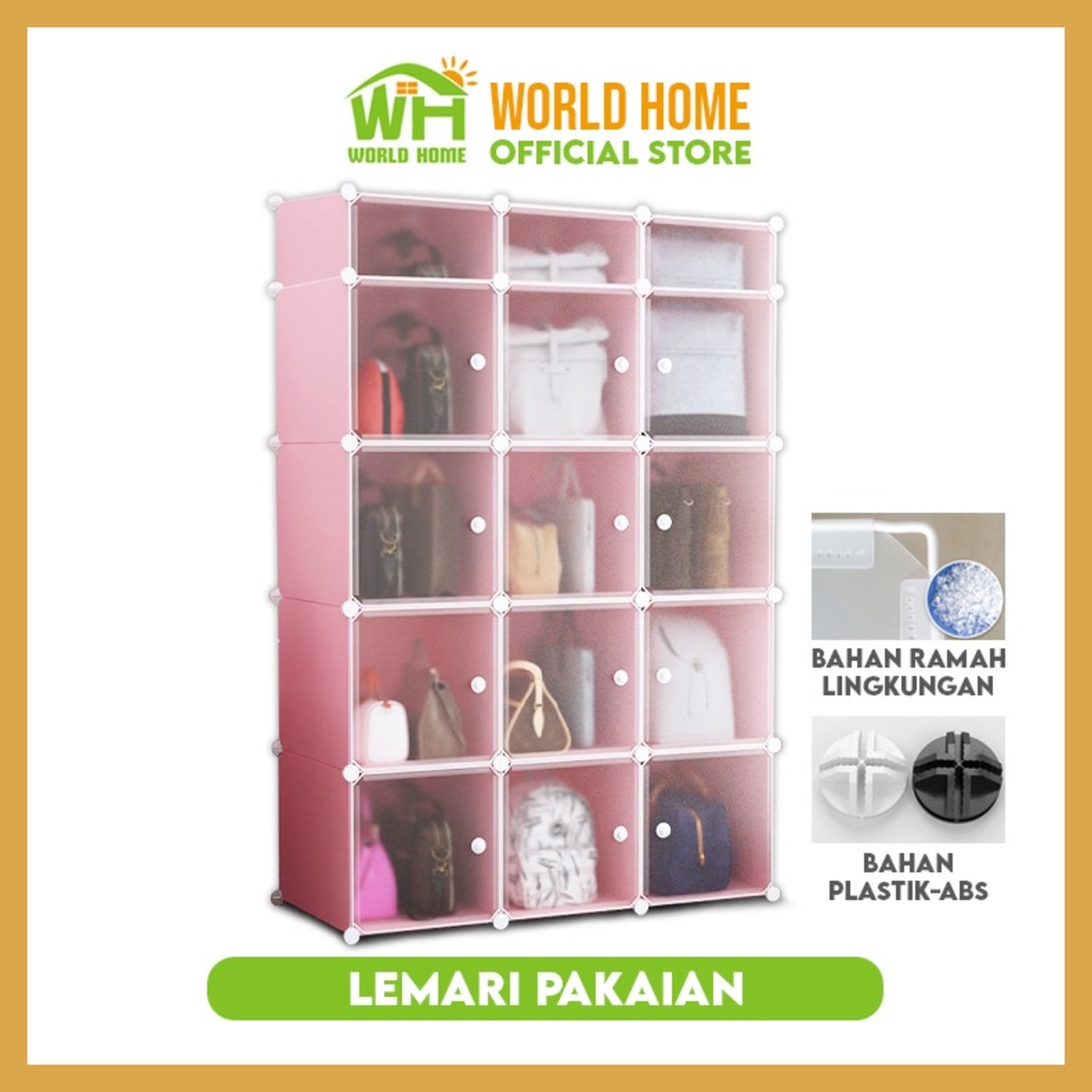 Lemari Serbaguna Portable Lemari 12 Pintu 3 Rak Lemari Plastik Serbaguna Lemari Penyimpanan Tas Multifungsi GOSHOP88