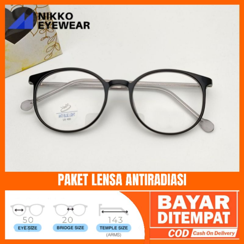 Frame Kacamata 8253, Gratis Lensa Minus, Kacamata Antiradiasi, Kacamata Bulat