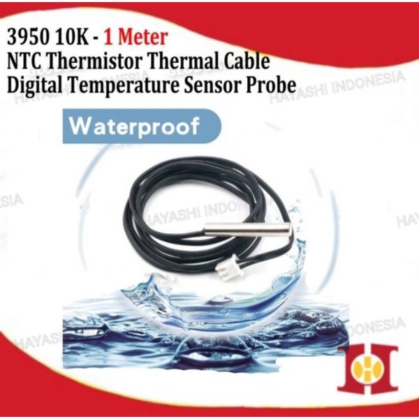 Thermistor NTC 3950 10K Sensor Waterproof Temperature Probe Suhu Air